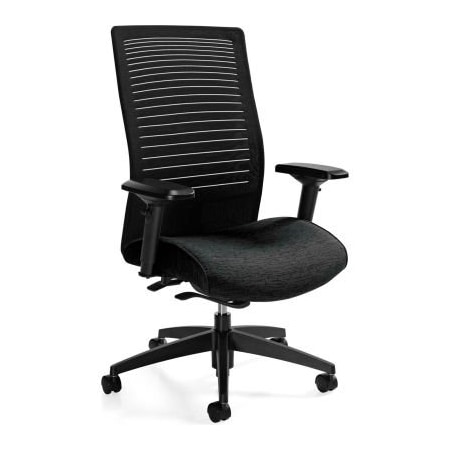 Gec Global Office Chair with Weight Sensing Tilt - Fabric - High Back - Black - Loover Series 2661-8BK-UR22+